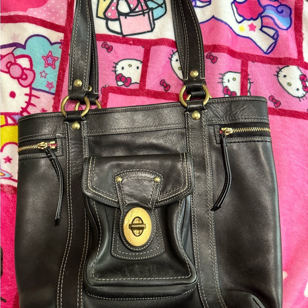 Black Leather Tote Bag